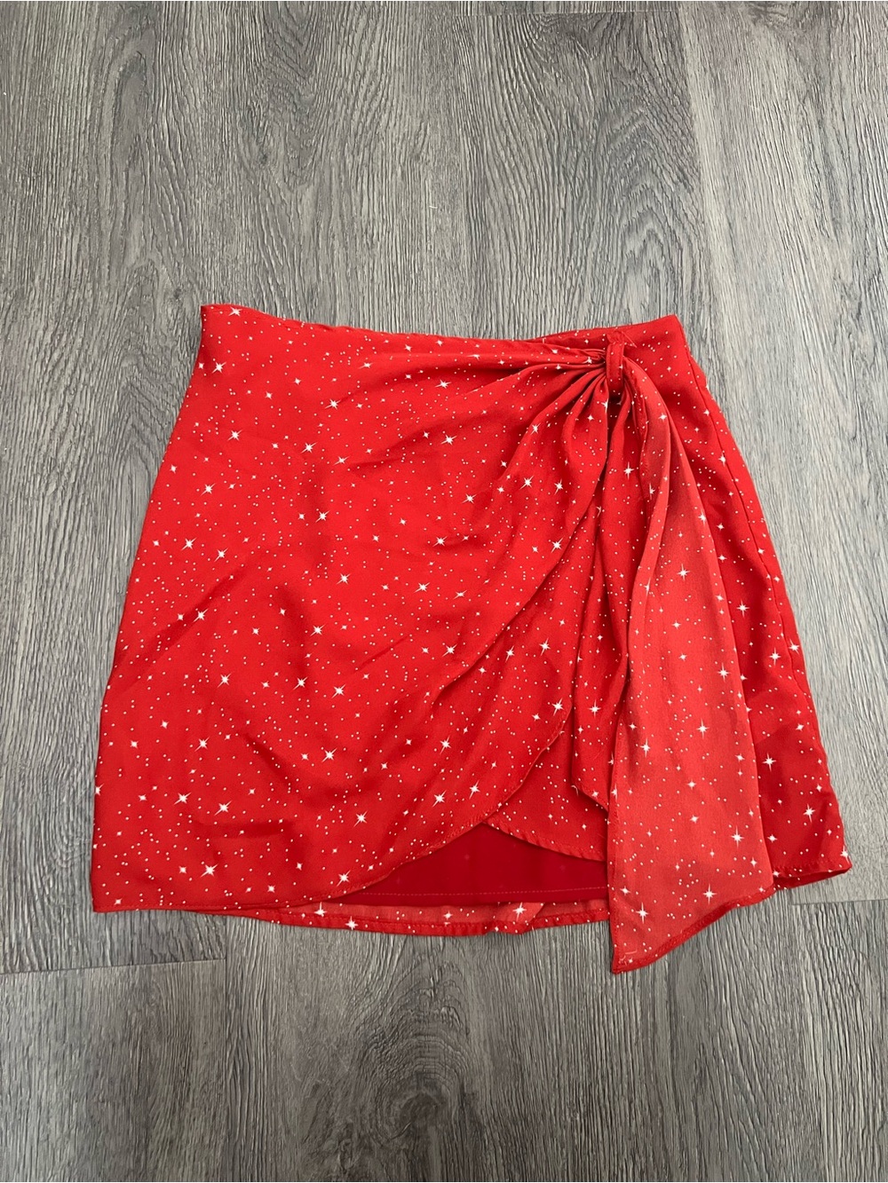 Red Star Print Wrap Skirt